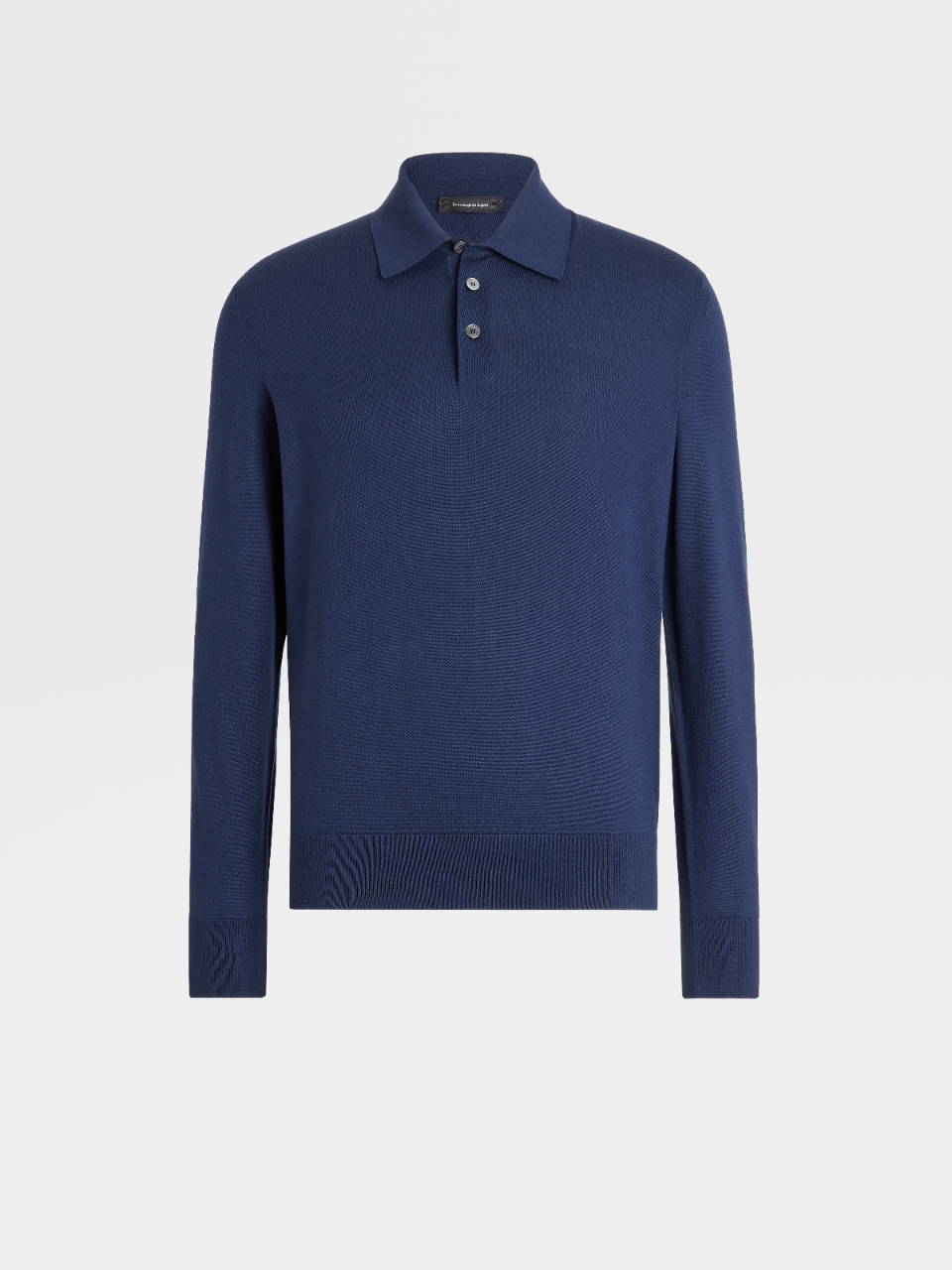 Ink Blue Island Cotton and Cashmere Knit Long-sleeve Polo